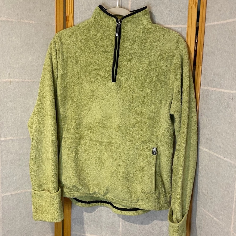 The North Face Womens L Lime Green High Pile Fleece 1/4‎ Zip Pullover